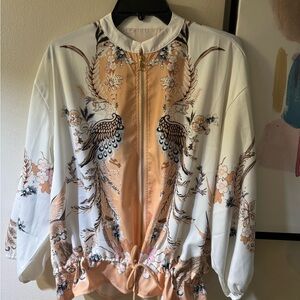 Elegant White and Peach Women's Jacket